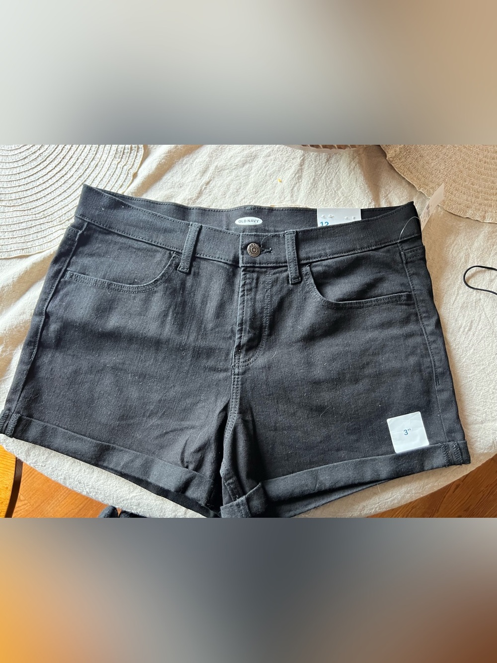 NWT Old Navy Black Denim Cuffed Shorts